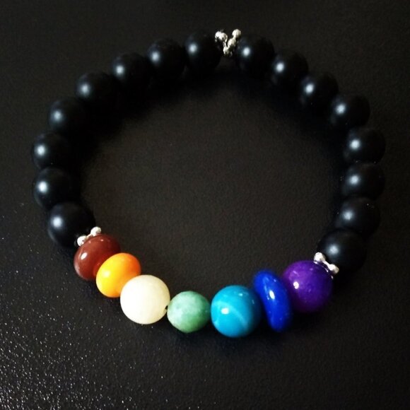 Chakra Bracelet w. Semi-Precious Stones! Meditation Reiki Yoga Energy Chi Flow - Picture 1 of 9